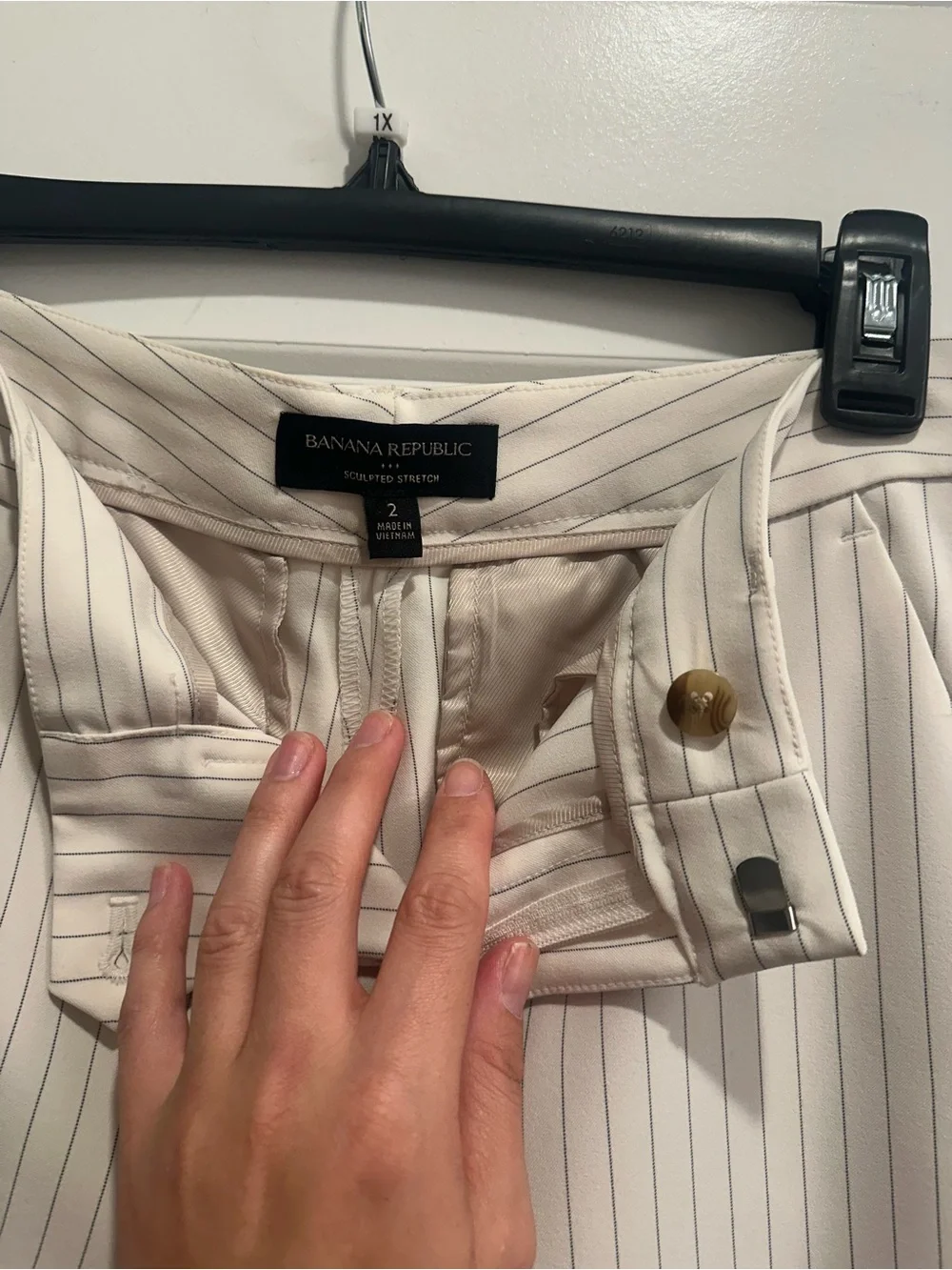 Banana Republic Cream Pinstripe Dress Pants
